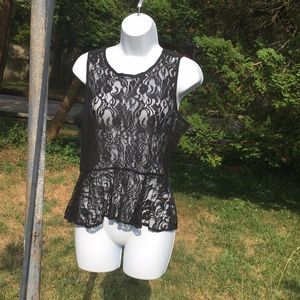 All Kris size M black lace tank with lace peplum